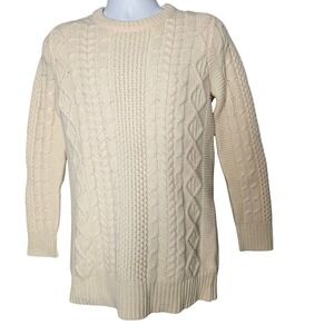 Jack Wills‎ Women Lambswool Cable Knit Sweater 4 Cream Preppy Academic Fisherman